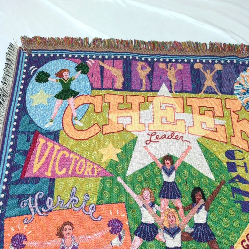 Cheerleader Tapestry Throw Blanket With Fringe 46